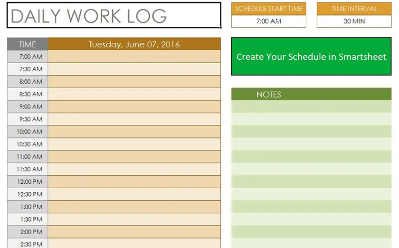 Daily Log Template - appointment calendar template
