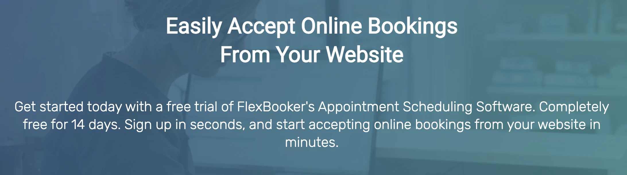 FlexBooker real estate scheduling app homepage screenshot